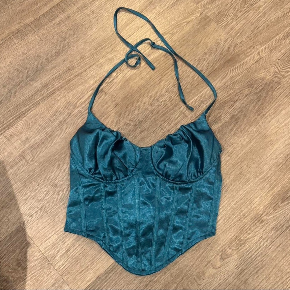 SHEIN Teal Satin Top